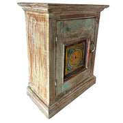 Comodino in legno con finitura artigianale marrone 56x28x68h cm