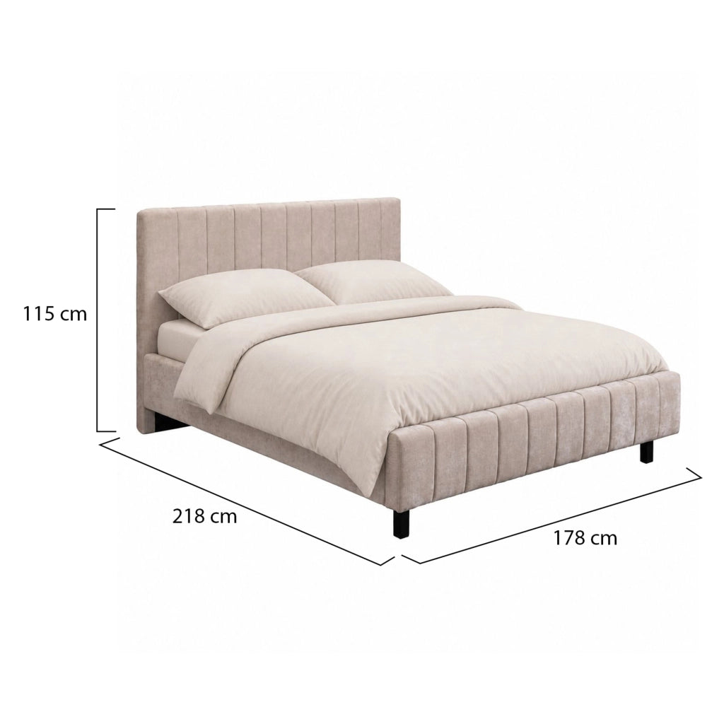 Letto Matrimoniale Exmouth, Letto Matrimoniale Dimensione Materasso 160x200 cm, Beige