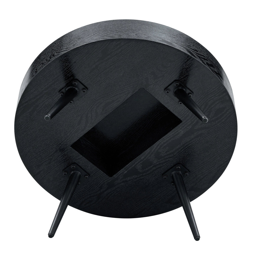 Tavolino da caffè rotondo ? 70 x 35.5 cm con piano resistente ai graffi in MDF nero
