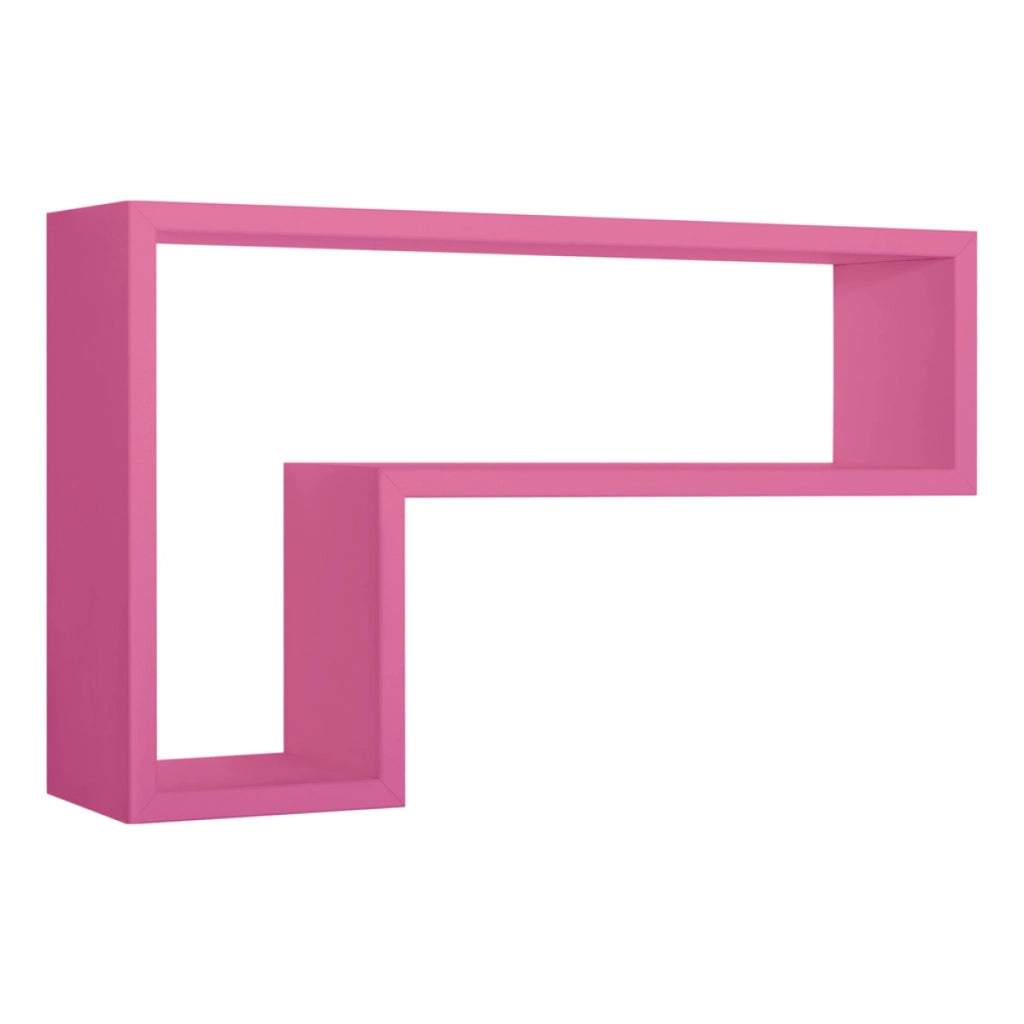 Mensola da Muro Modello LETTERA, Pensile Bagno, Mensola da Parete, Scaffale da Parete, 61x37 p15.5 cm. Finitura  FUXIA - MADE IN ITALY