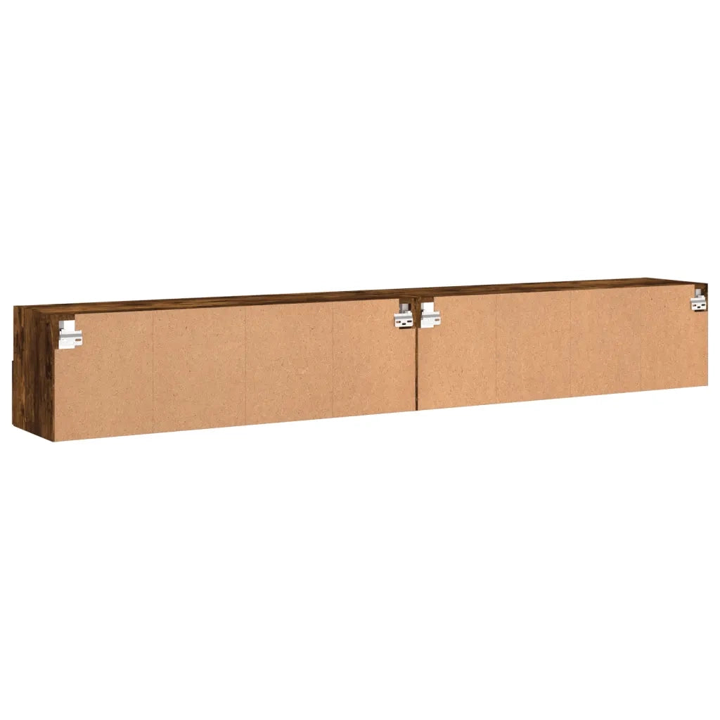Mobili TV Parete 2pz Rovere Fumo 100x30x30 cm Legno Multistrato 836891
