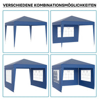 Gazebo 3 x 3 m in blu con protezione UV 50+, tendone da giardino con pareti laterali rimovibili, tenda da festa con finestre, ad esempio per terrazze e festival