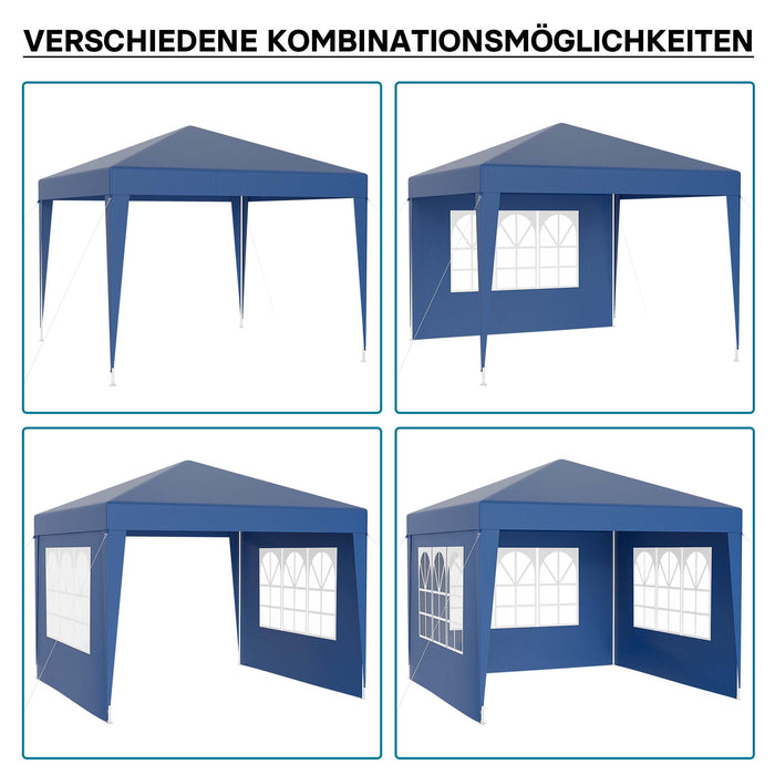 Gazebo 3 x 3 m in blu con protezione UV 50+, tendone da giardino con pareti laterali rimovibili, tenda da festa con finestre, ad esempio per terrazze e festival