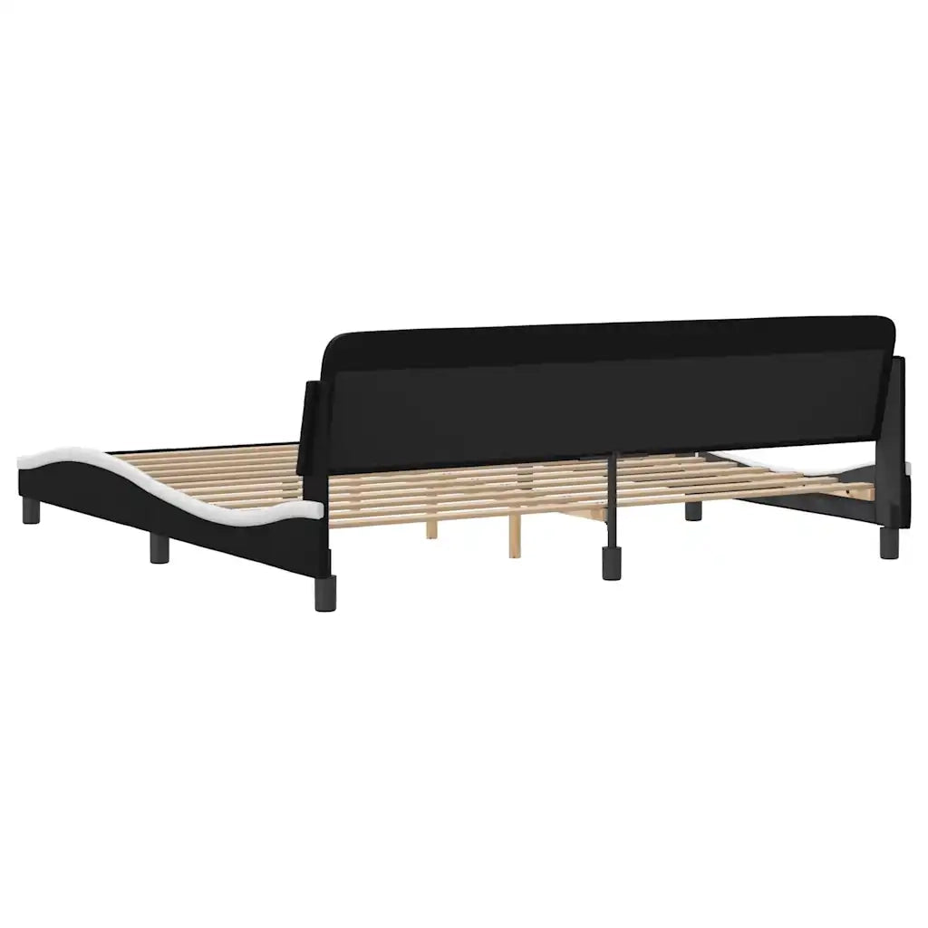 Letto matrimoniale | Letto per adulti | Giroletto Dover Bianco e Nero 200x200 cm in Similpelle