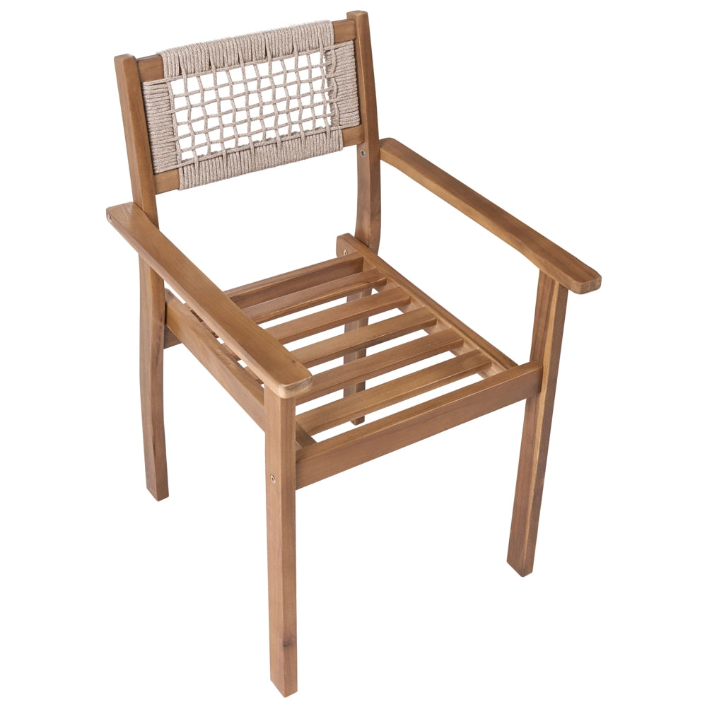 Set da giardino composto da 2 sedie in legno di acacia marrone chiaro con piano in stile rustico per esterni