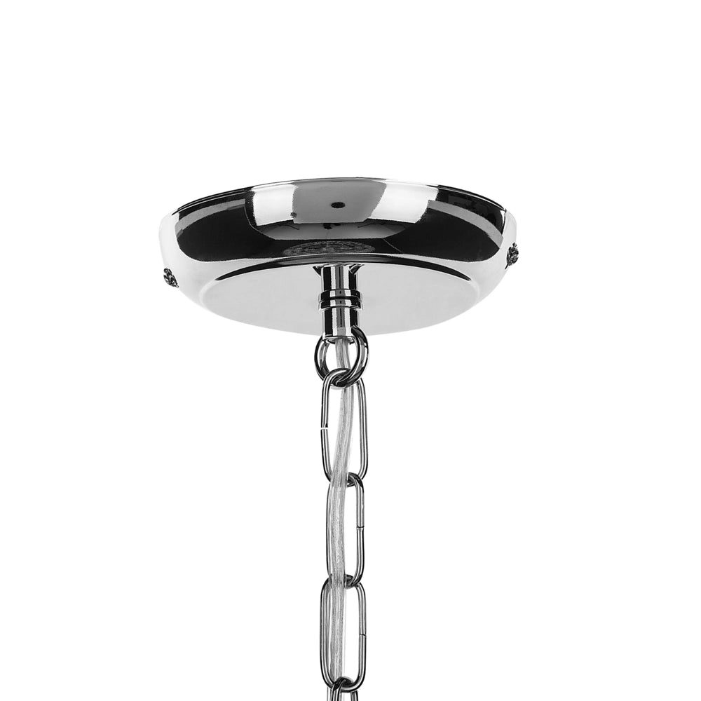 Lampada a Sospensione Argento Ferro Trasparente Finti Cristalli Lampadario Glam
