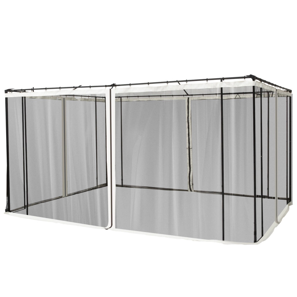 EasyComfort Zanzariera per Gazebo Tende di Ricambio Universale con Cerniere, 352x207cm - Nero e Beige