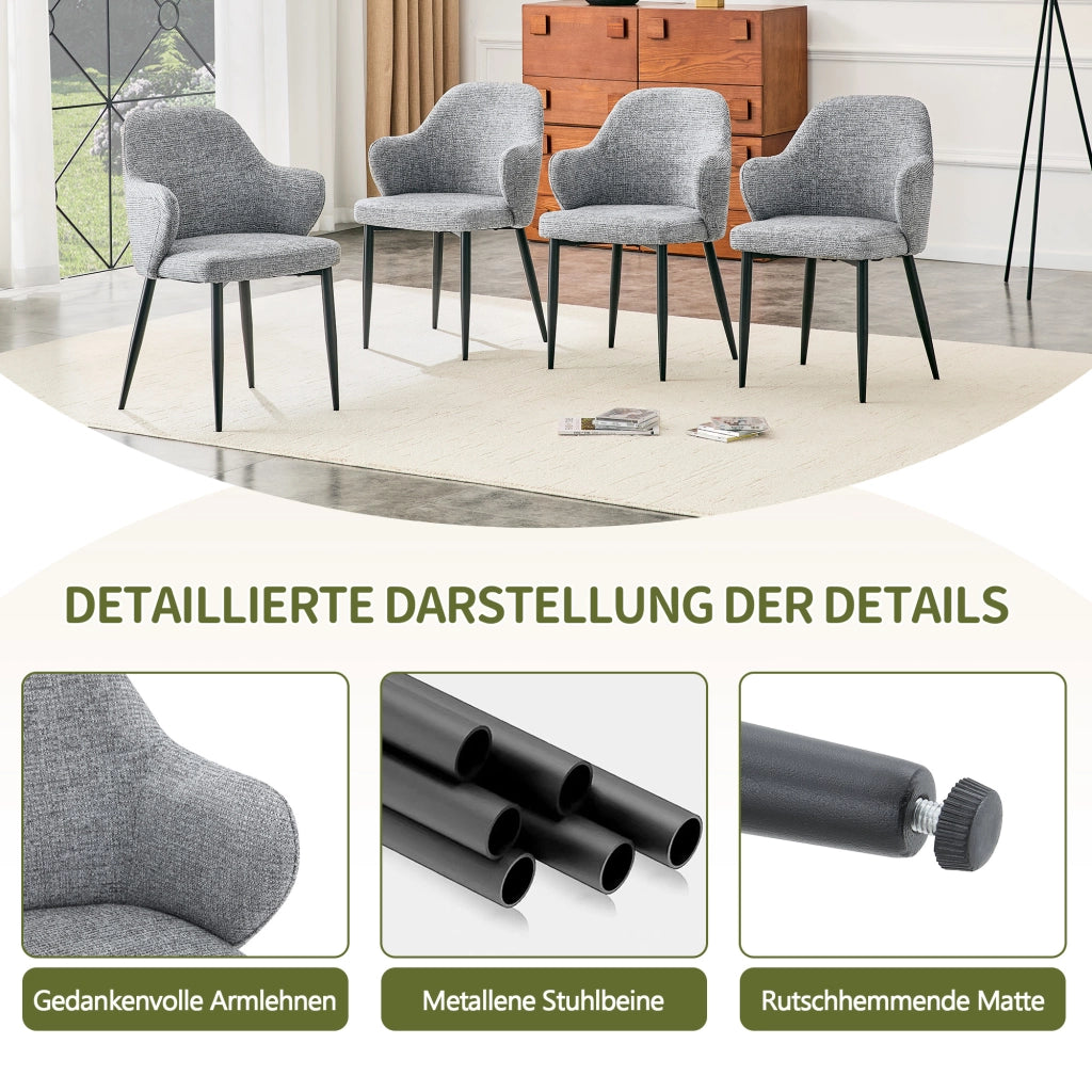 SEDIA Set da 2 pezzi 83 cm Tessuto Grigio con gambe in metallo nero