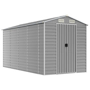 Casetta da giardino cabina ripostiglio casetta da esterno robusta casetta per attrezzi colore chiaro 191 x 385 x 198 cm acciaio zincato grigio 02_0022244