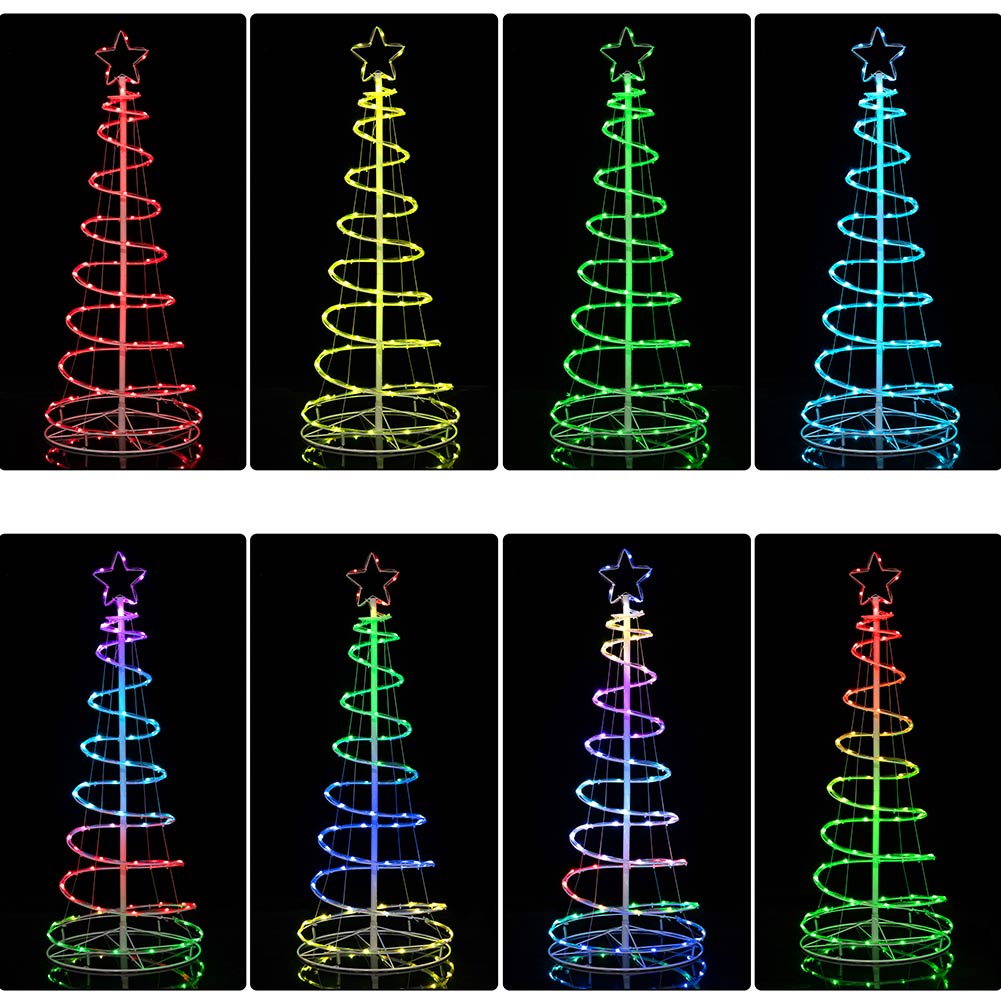 Albero di Natale Luminoso 73 Luci a Led Spirale per Interno ed Esterno 120 CM