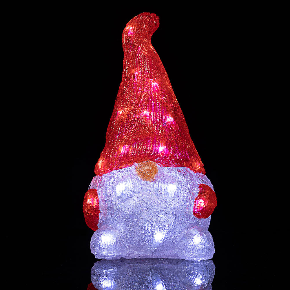 Gnomo Folletto Figura Acrilica Natalizia 24 LED Illuminazione Esterni ed Interni