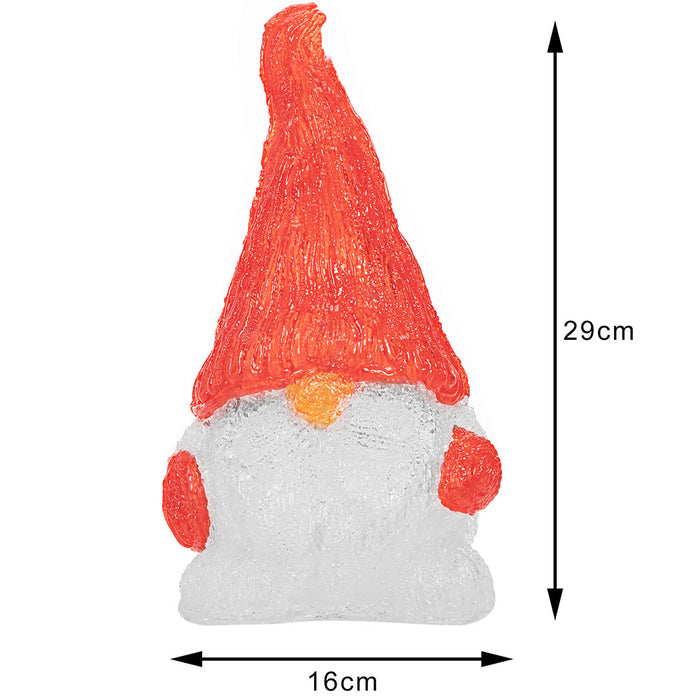 Gnomo Folletto Figura Acrilica Natalizia 24 LED Illuminazione Esterni ed Interni