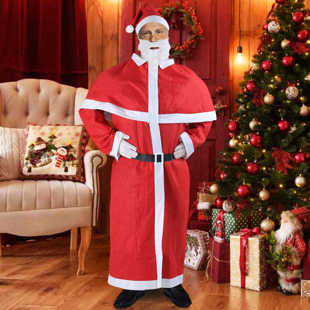 Costume Completo Babbo Natale per Adulti Uomo Travestimento Resistente e Comodo