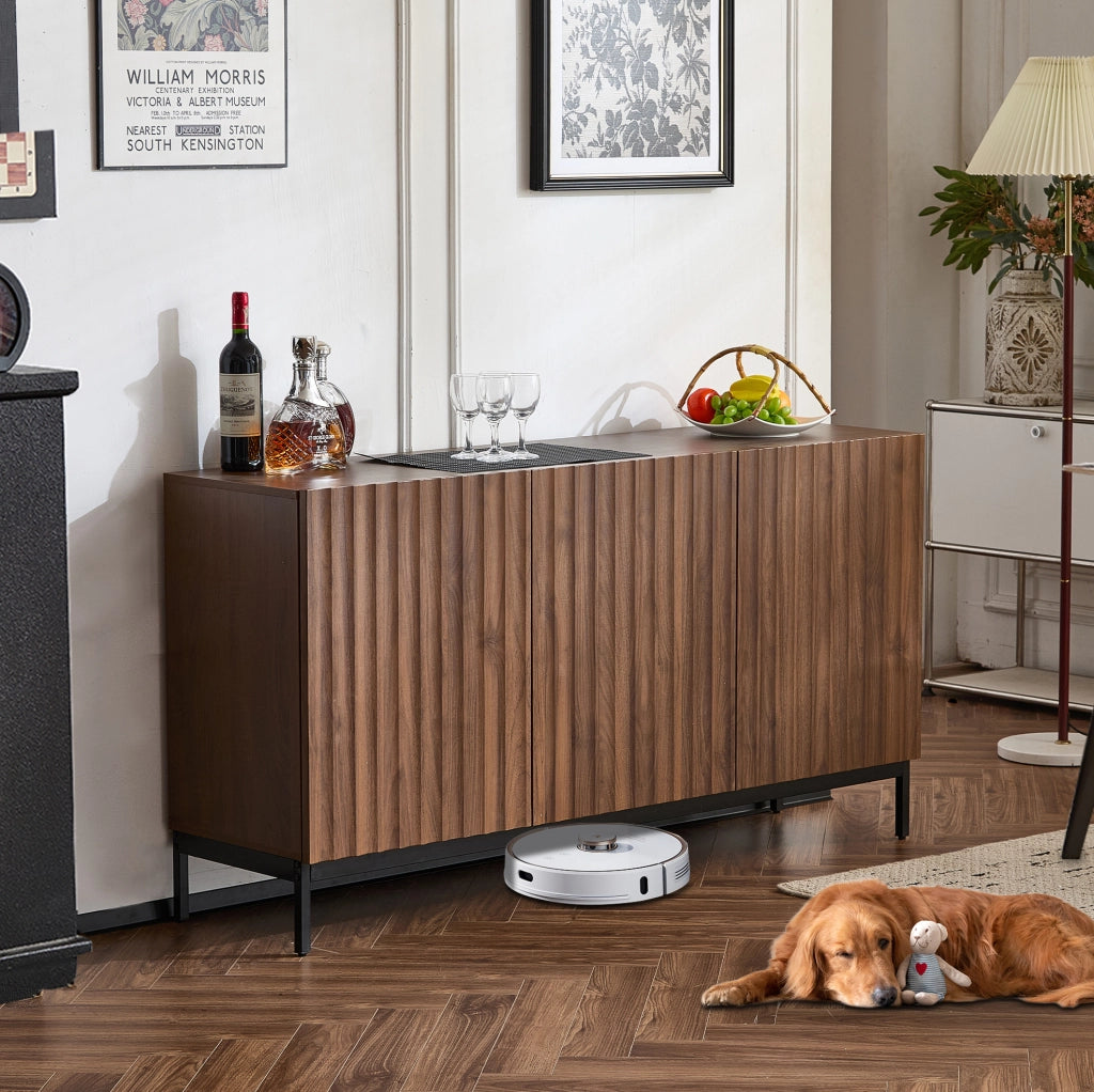 Credenza moderna marrone scuro 150x40x80 cm con ante ondulate