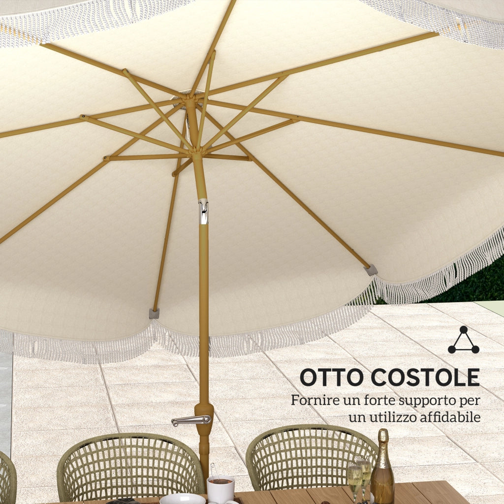 Ombrellone da Giardino Rotondo ¨C zephmum ¨C Beige, Metallo e Poliestere, 270x240 cm