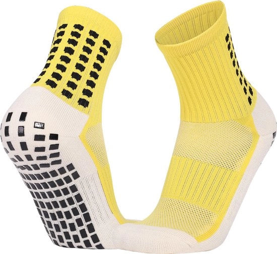 Calzettoni da Calcio - Calzettoni con Grip - 3 Paia - Calzettoni Sportivi - Calcio - Dimensione Unica 39-45 - Calzettoni Resistenti e Comfortevoli - Calzettoni Antiscivolo per Calcio, Pallacanestro, Hockey, Rugby Sport - Antiscivolo - Giallo