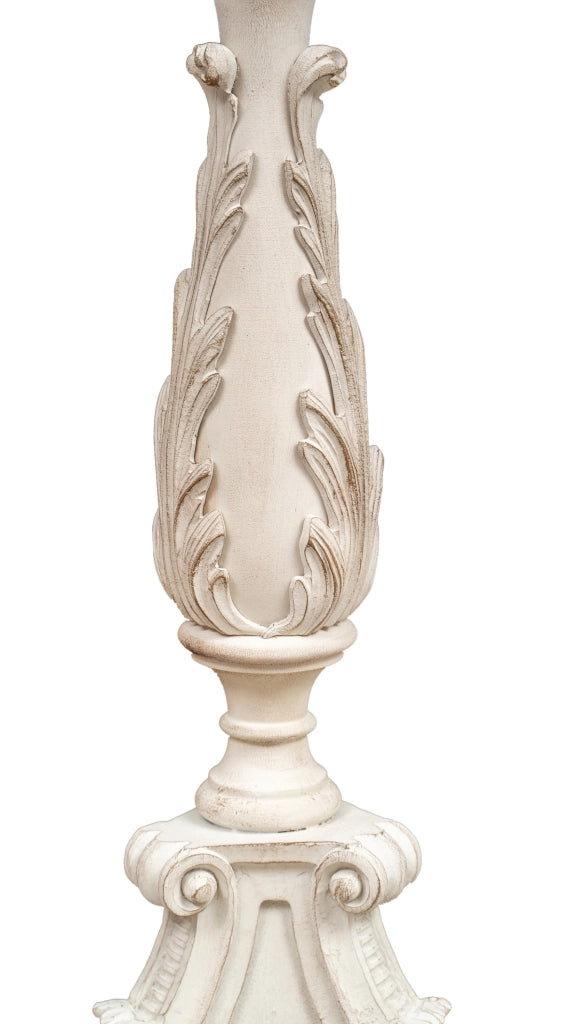 Biscottini CANDELIERE IN LEGNO FINITURA BIANCA ANTICATA MADE IN ITALY dimensioni lunghezza