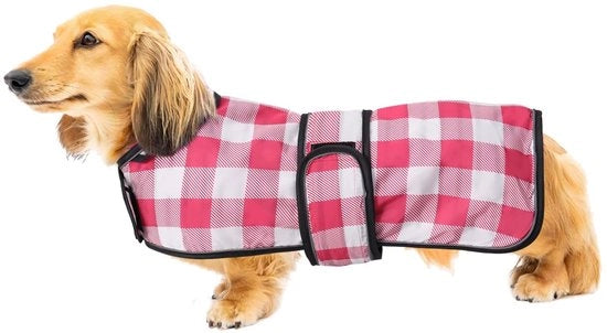 Reggiseno per cagni, giubbotto impermeabile regolabile con strisce riflettenti e occhiello per cani, regalo ideale per cagni - griglia rosa-S
