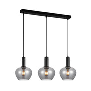 Lampada a sospensione nera vetro fumé 3xE27 Italux Stabla