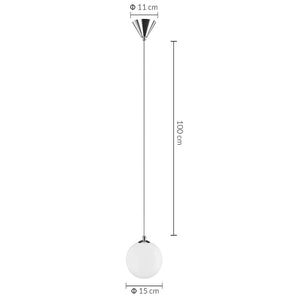 Lampadario Lampada Sospensione Sfera 15 cm Design Moderno Paralume Vetro E27