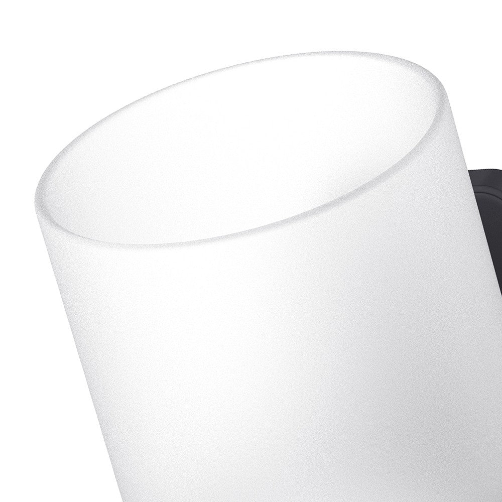 Porta bicchiere a muro in acciaio nero opaco e vetro satinato - Serie Blend