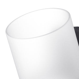 Porta bicchiere a muro in acciaio nero opaco e vetro satinato - Serie Blend