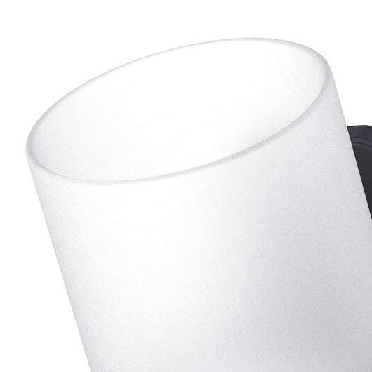 Porta bicchiere a muro in acciaio nero opaco e vetro satinato - Serie Blend