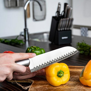 Set Coltelli 15 Pezzi Coltelli da Cucina Affilati con Blocco Supporto Multicolor