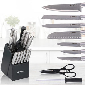 Set Coltelli 15 Pezzi Coltelli da Cucina Affilati con Blocco Supporto Multicolor