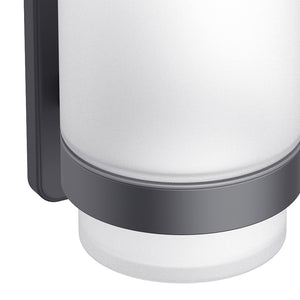 Porta bicchiere a muro in acciaio nero opaco e vetro satinato - Serie Blend