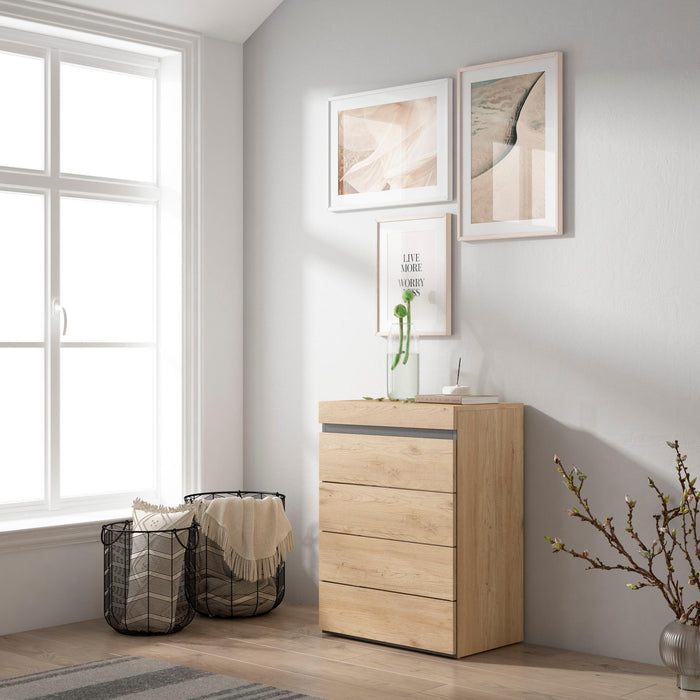 Cassettiera, 57x35x75cm, Camera da letto, Con Stoccaggio, colore Rovere RF3432