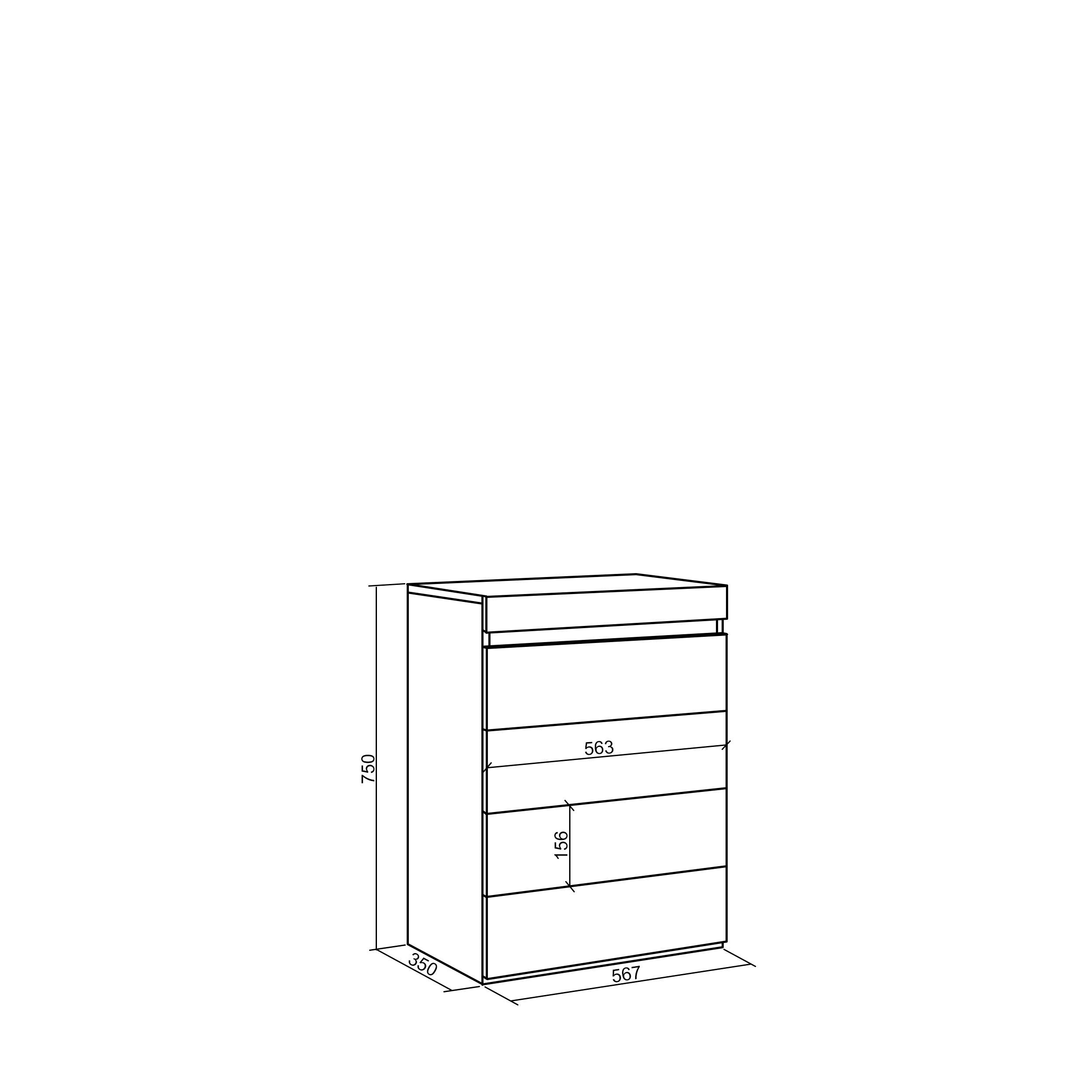 Cassettiera, 57x35x75cm, Camera da letto, Con Stoccaggio, colore Rovere RF3432