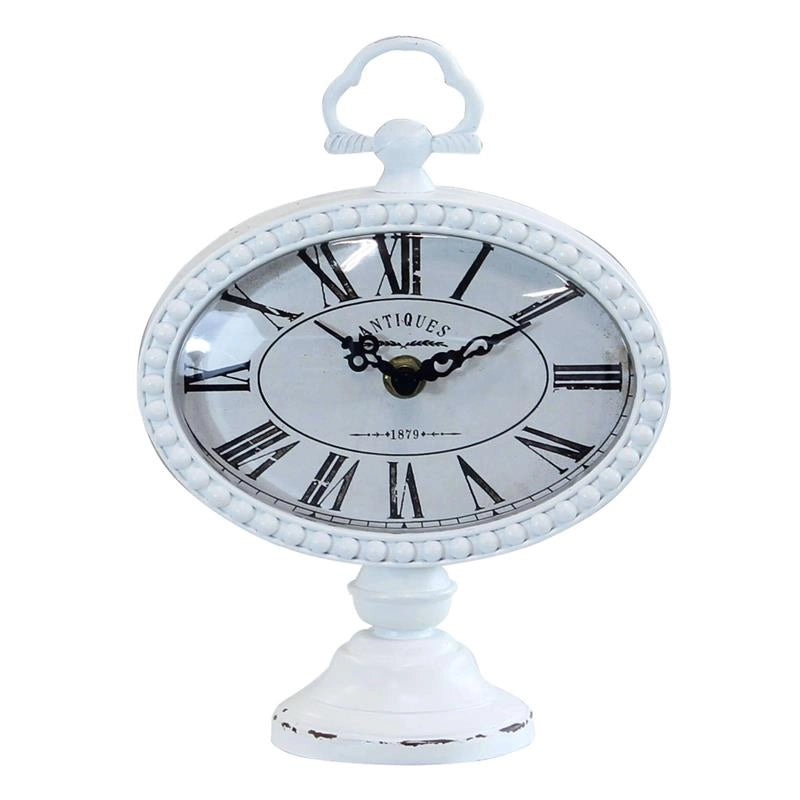 OROLOGIO DA APPOGGIO LUDOVIC TONDO IN FERRO BIANCO 16,5 X 8,5 X H22,5 CM