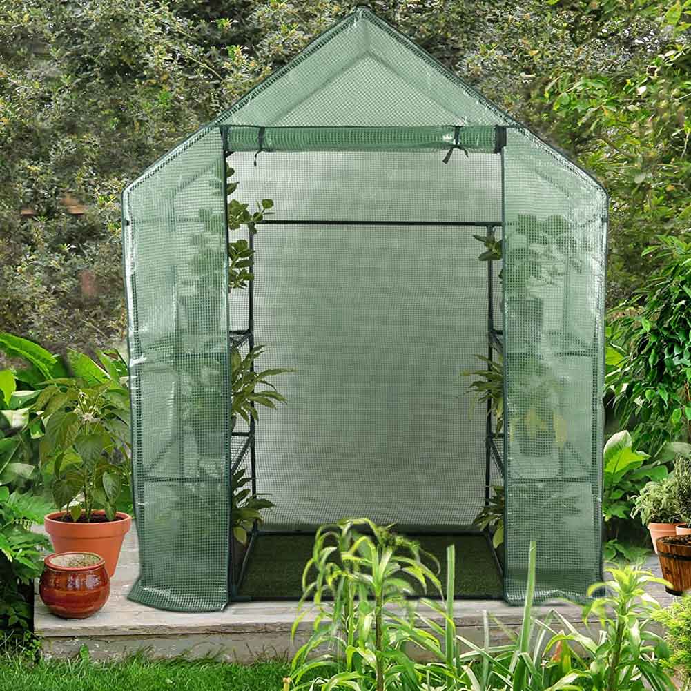 Serra da Giardino in PVC e Metallo Verde con 6 Ripiani Trasparente Robusta