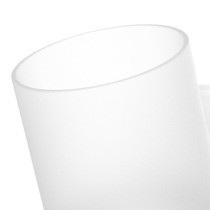 Porta bicchiere a muro in acciaio bianco e vetro satinato - Serie Blend