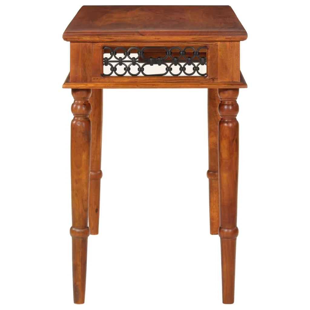 Scrivania tavolo postazione di lavoro scrivania per computer mobile da studio con cassetto 110 x 50 x 76 cm legno massello di acacia marrone 02_0023443