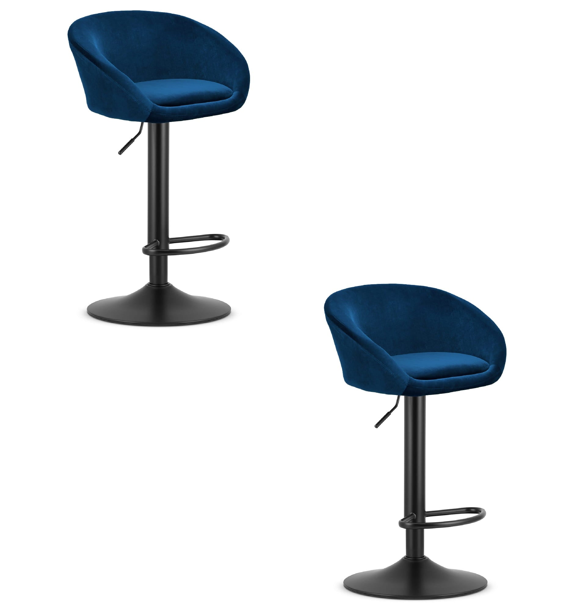 Sgabello in velluto VALORA EAST - Blu navy - Design elegante x 2