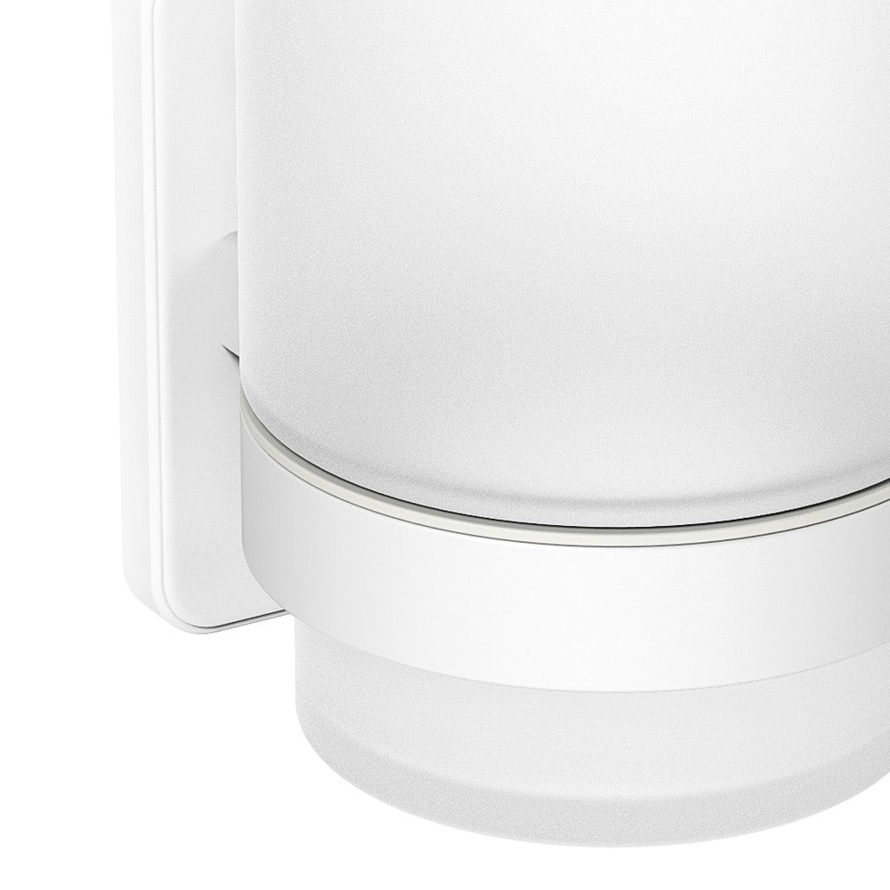 Porta bicchiere a muro in acciaio bianco e vetro satinato - Serie Blend