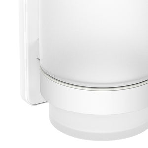 Porta bicchiere a muro in acciaio bianco e vetro satinato - Serie Blend