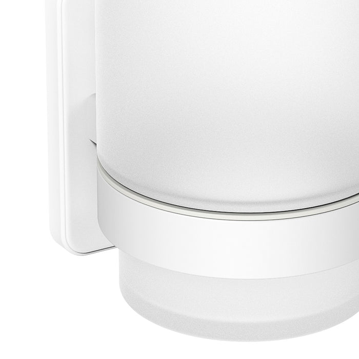 Porta bicchiere a muro in acciaio bianco e vetro satinato - Serie Blend