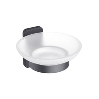 Porta sapone a muro in acciaio nero opaco e vetro satinato - Serie Blend