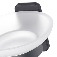 Porta sapone a muro in acciaio nero opaco e vetro satinato - Serie Blend