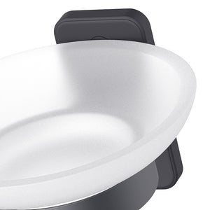 Porta sapone a muro in acciaio nero opaco e vetro satinato - Serie Blend