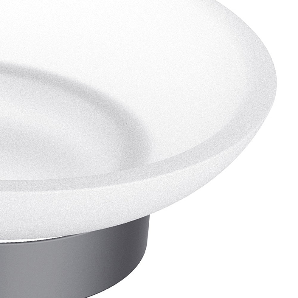 Porta sapone a muro in acciaio nero opaco e vetro satinato - Serie Blend