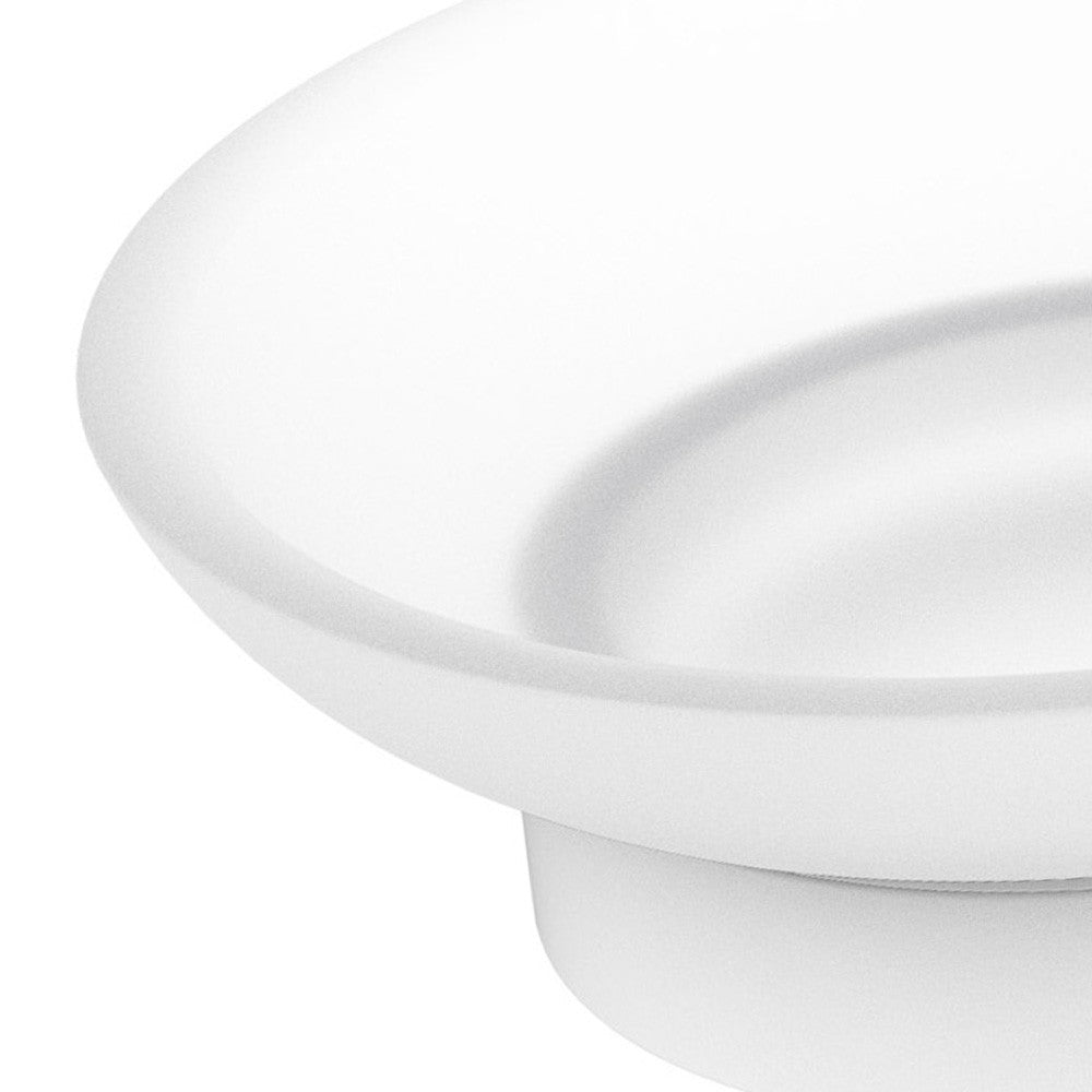 Porta sapone a muro in acciaio bianco e vetro satinato - Serie Blend