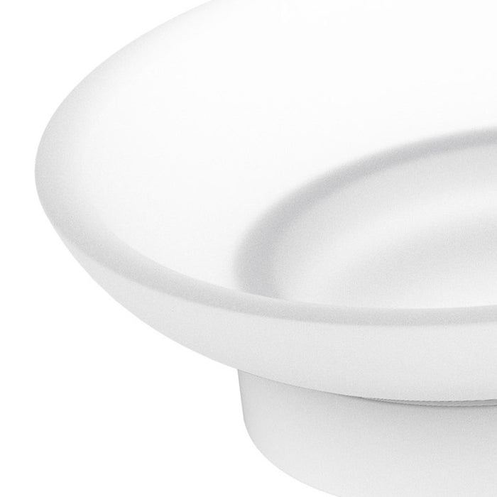 Porta sapone a muro in acciaio bianco e vetro satinato - Serie Blend