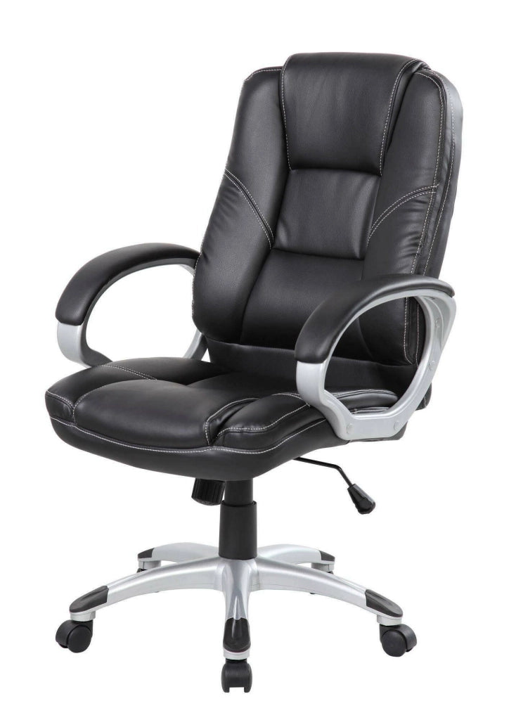 Sedia da ufficio Iolanda, Poltrona direzionale con braccioli, Sedia ergonomica da ufficio, 69x63h105/116 cm, Nero