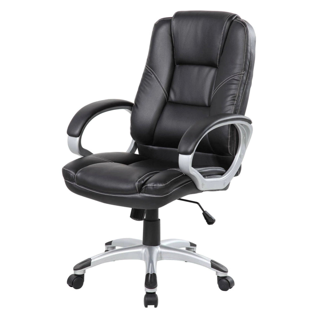Sedia da ufficio Iolanda, Poltrona direzionale con braccioli, Sedia ergonomica da ufficio, 69x63h105/116 cm, Nero