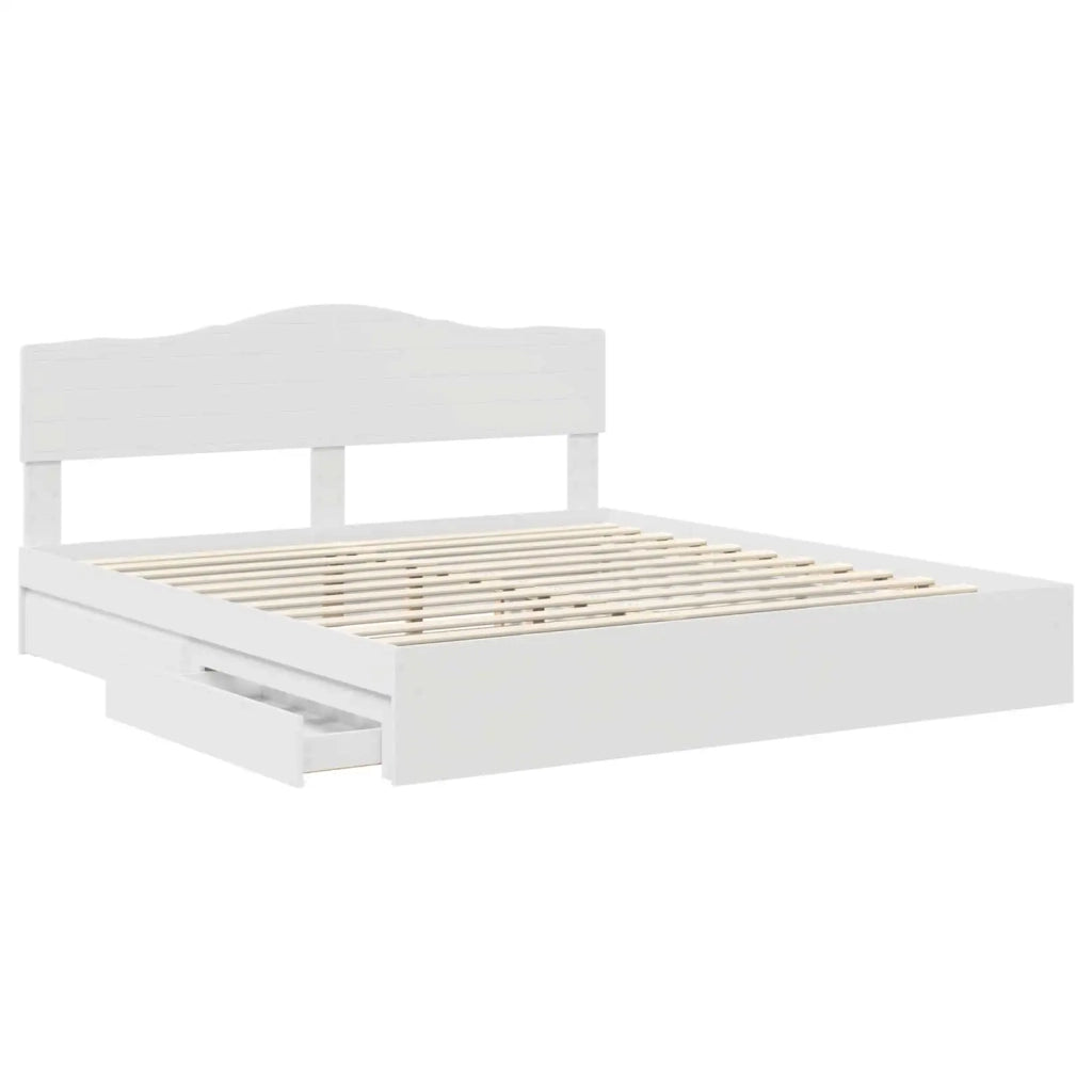 Letto con Contenitore Bianco 180 x 200 cm Legno multistrato