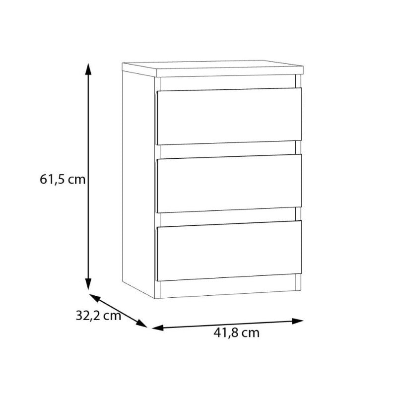 Cassettiera Morgan 3 cassetti 41.8 x H 61.5 x 32.2 cm colore bianco